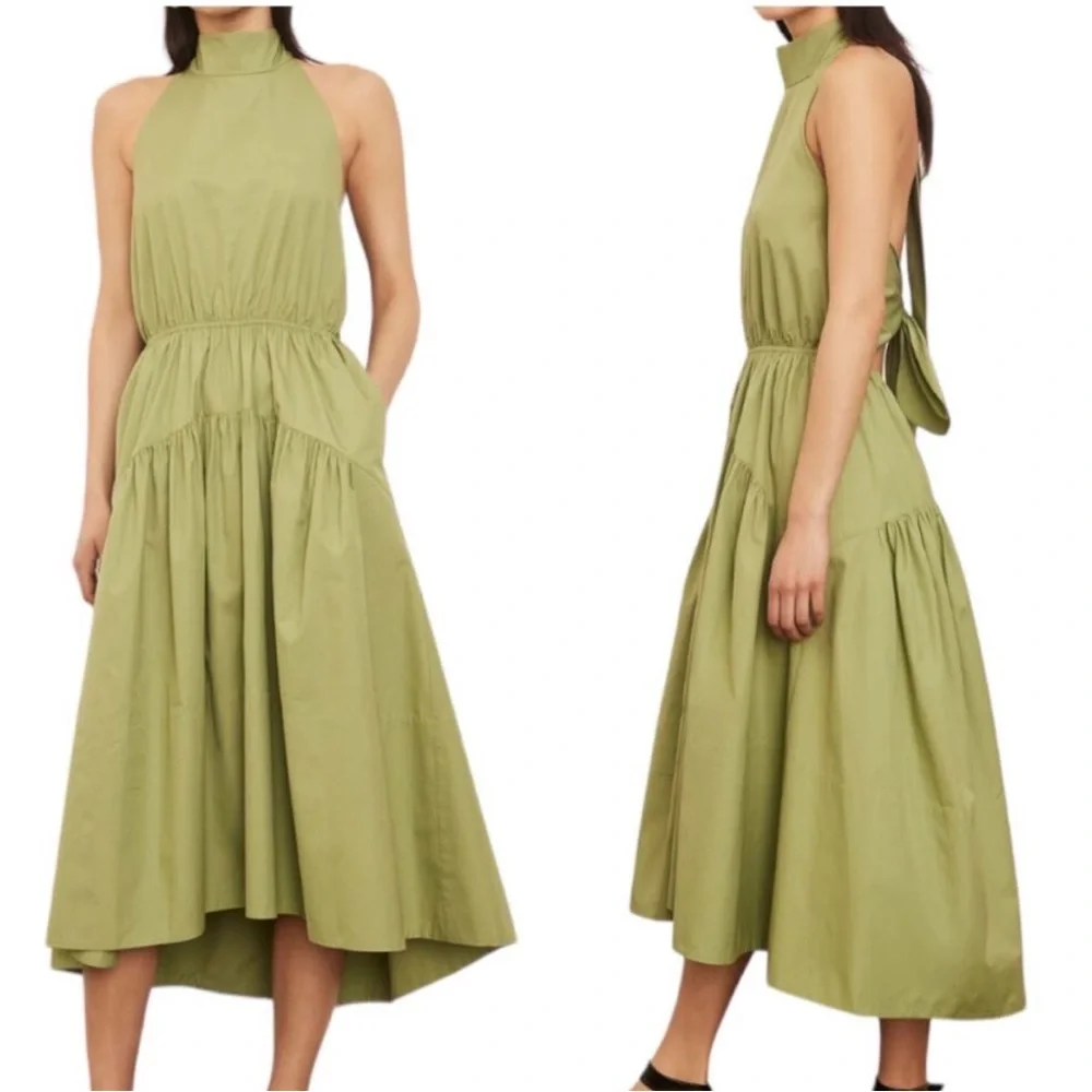 Vince Lime Backless Halter Dress - Picture 3 of 7